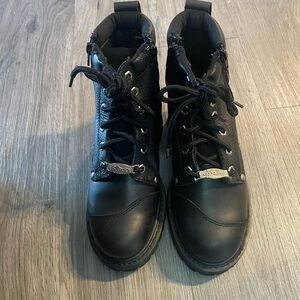Black Leather River Road Motorcycle Boots EUC Sz 6.5 M